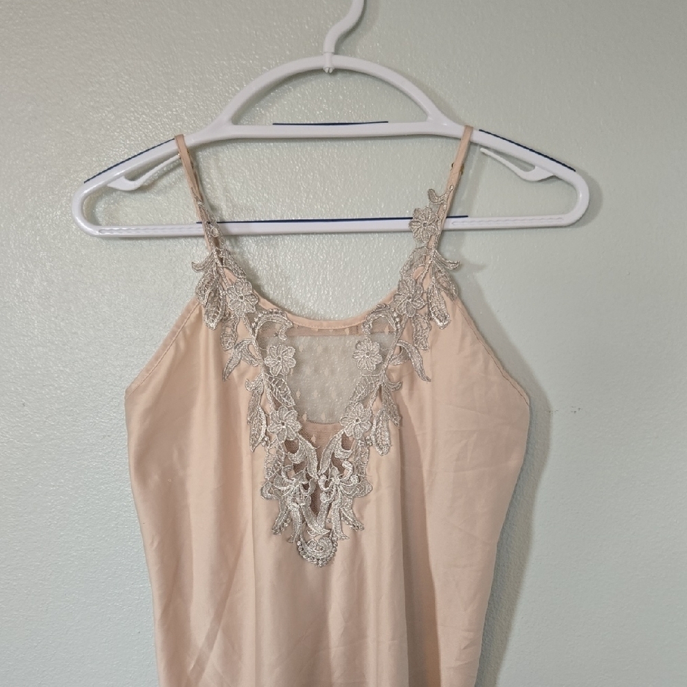 Flora Nikrooz | Blush Nude Chemise Lace Slip Lingerie Size Small